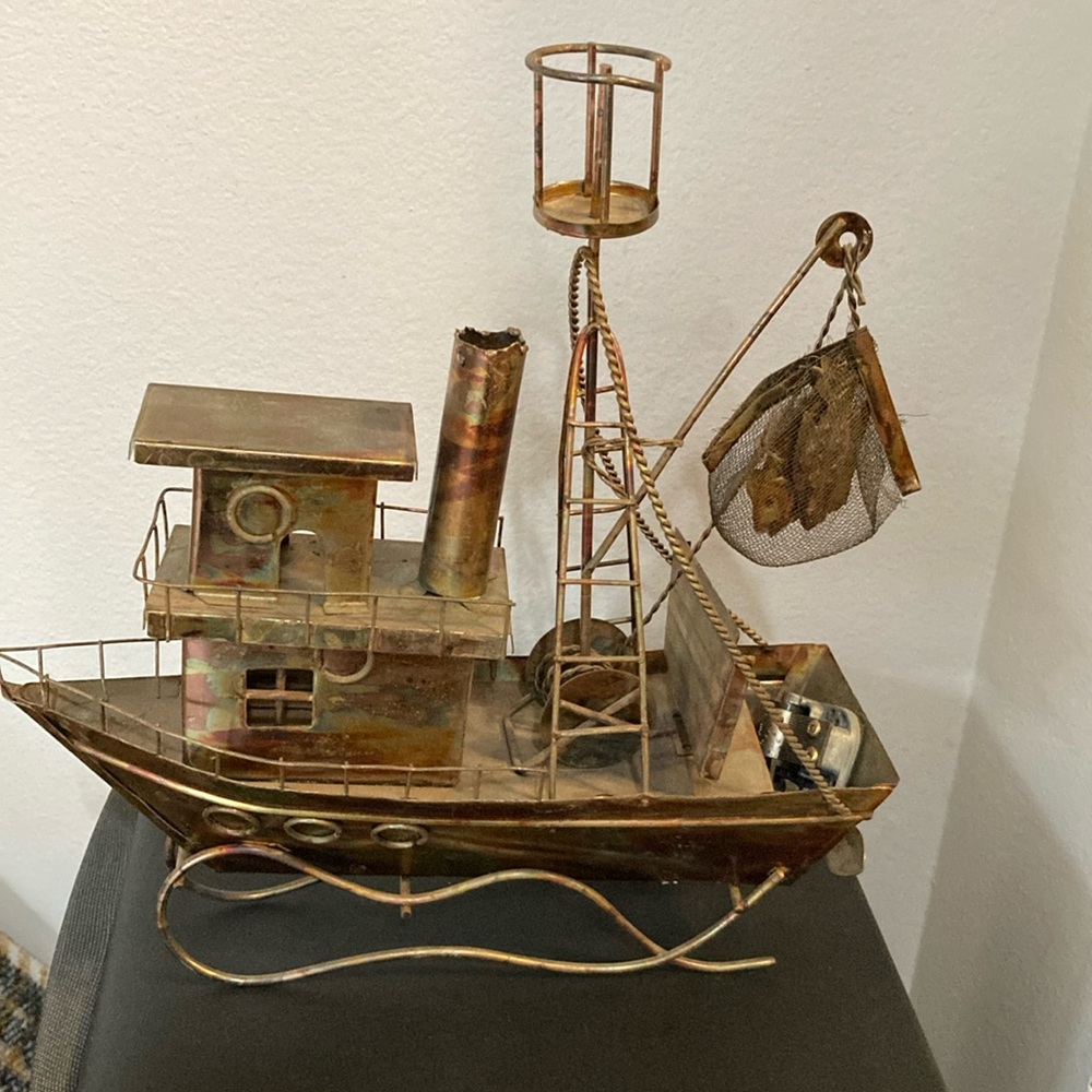 Vintage Berkeley Designs Copper Fishing Boat music box
